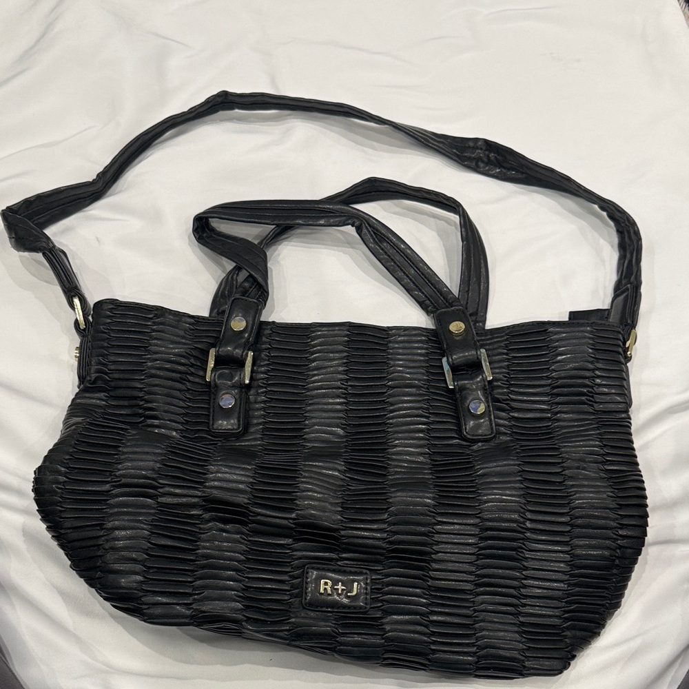Black Textured Shoulder Bag